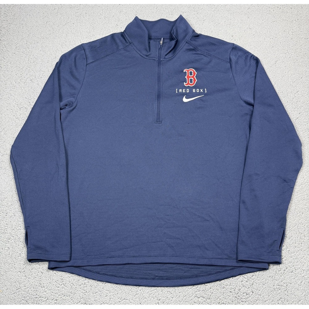 Nike Boston Red Sox Sweater Mens Large Blue MLB Baseball Dri Fit Quarter Zip